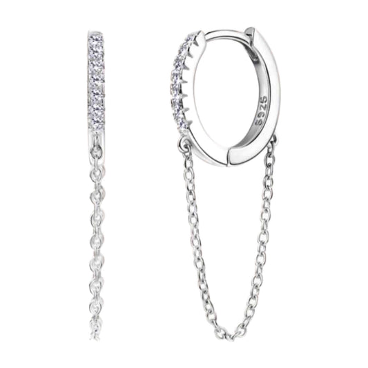 Moissanite Sterling Silver Hoop Dangle Earrings