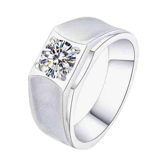 Moissanite Sterling Silver Men's Ring