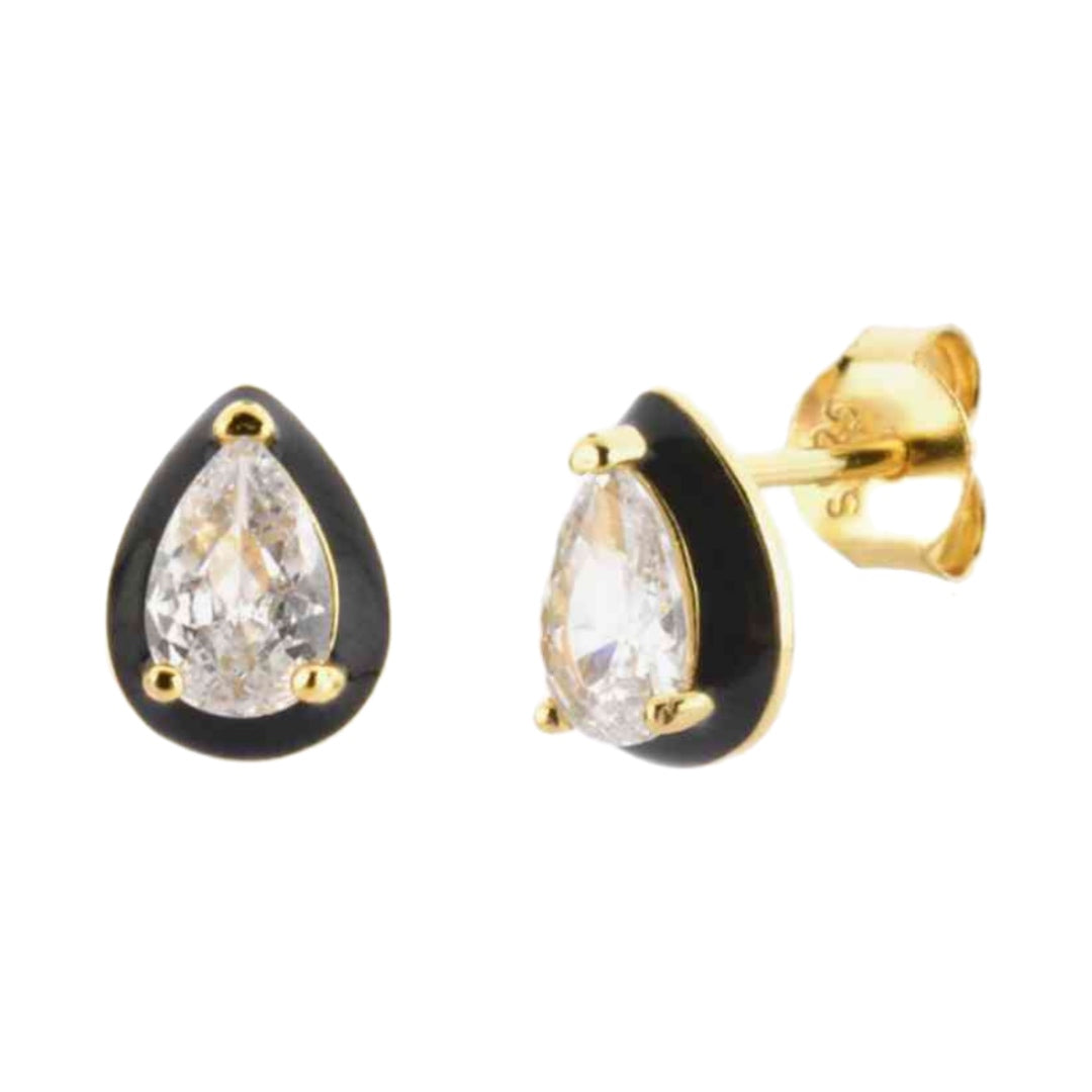 Gold Vermeil Teardrop Stud CZ Earrings