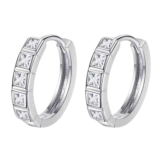 Moissanite Sterling Silver Hoop Earrings