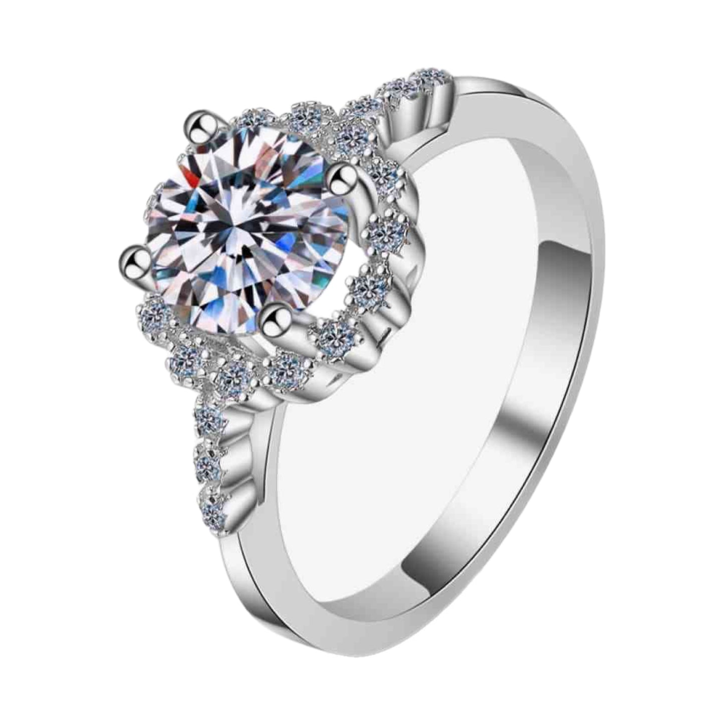 Moissanite Sterling Silver Solitaire Ring