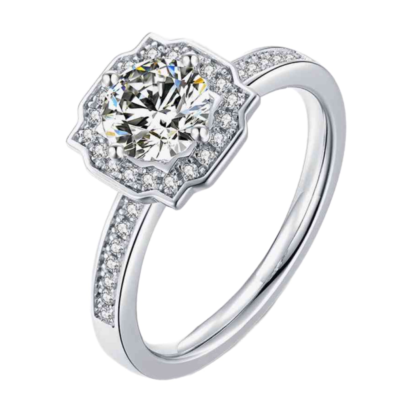 Moissanite Sterling Silver Solitaire Ring