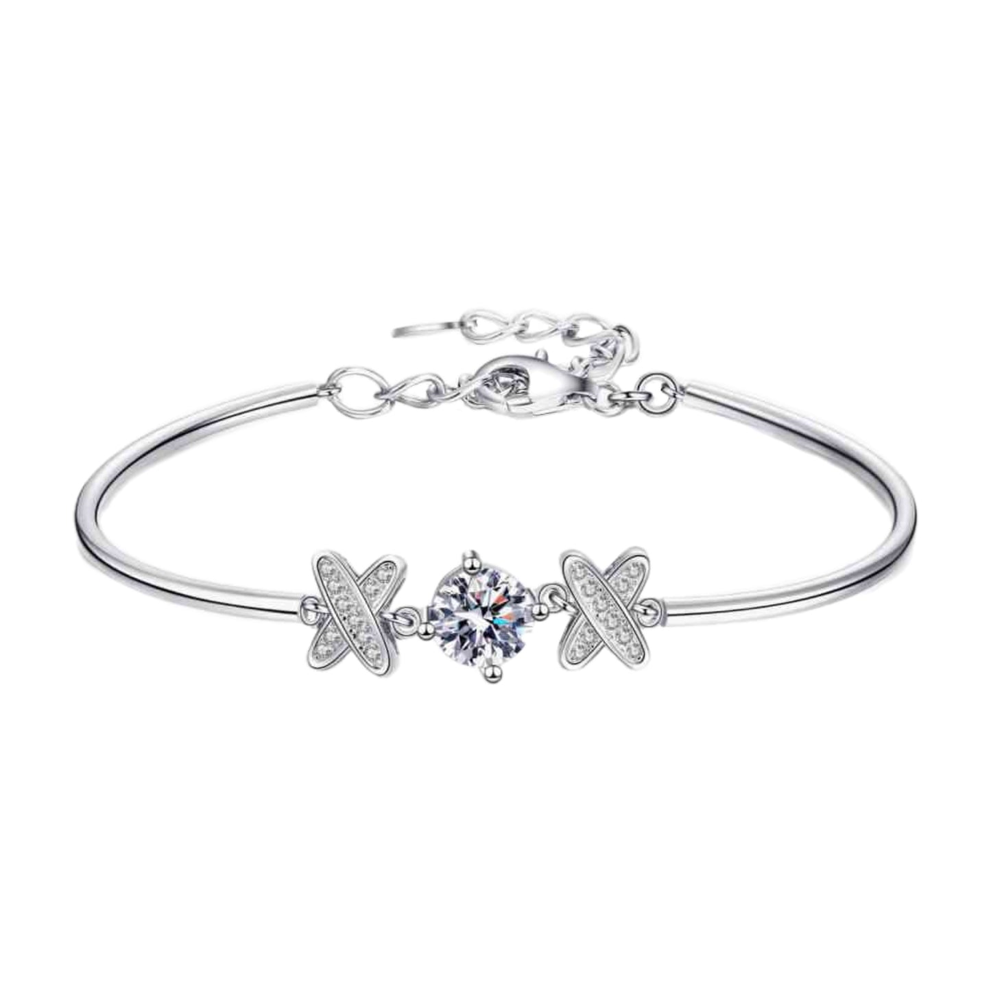 Moissanite Sterling Silver Charm Bracelet