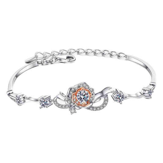 Moissanite Sterling Silver Charm Bracelet