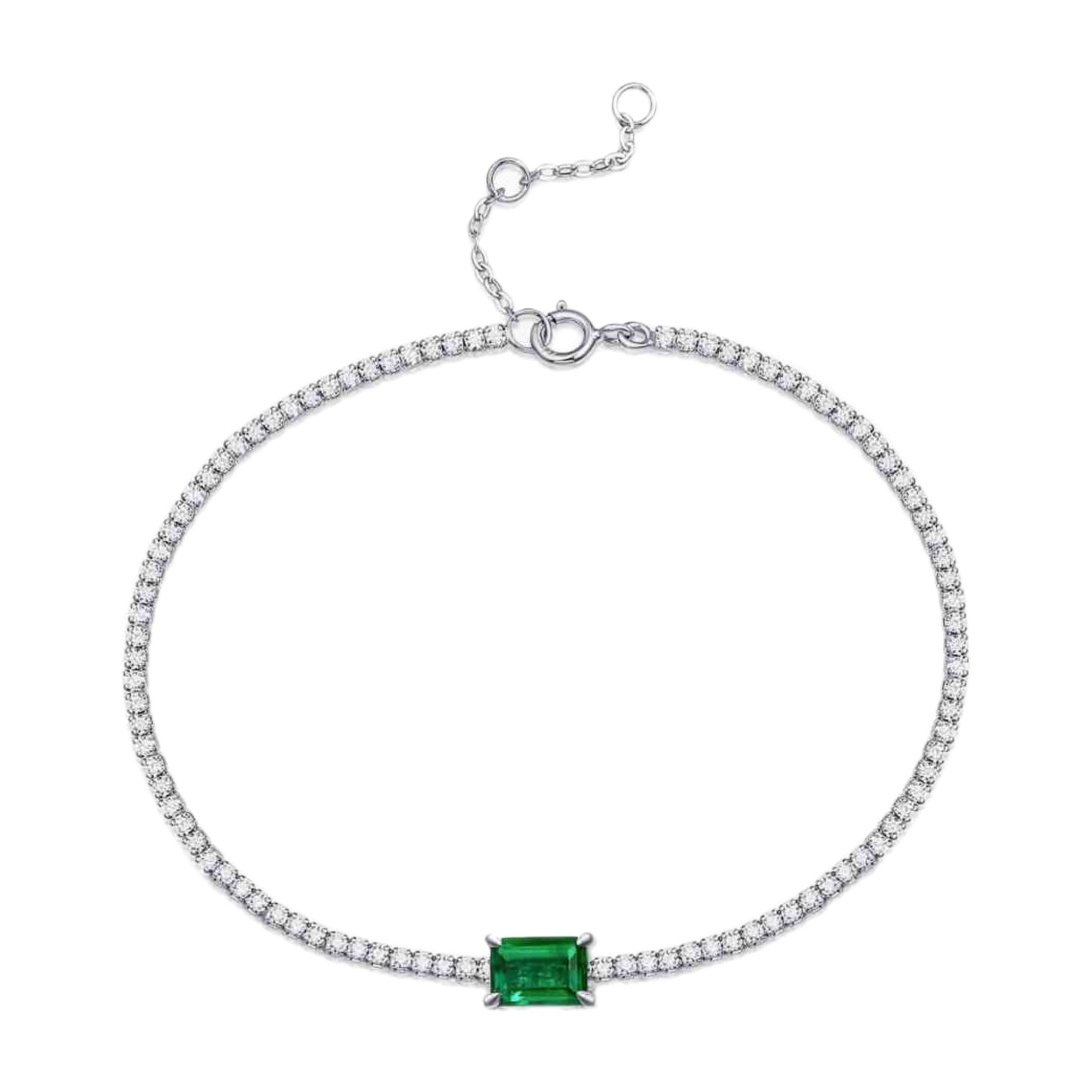 Emerald Sterling Silver Charm Bracelet