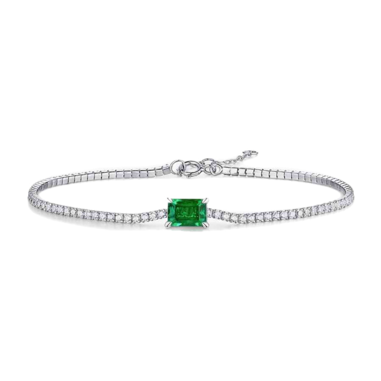 Emerald Sterling Silver Charm Bracelet