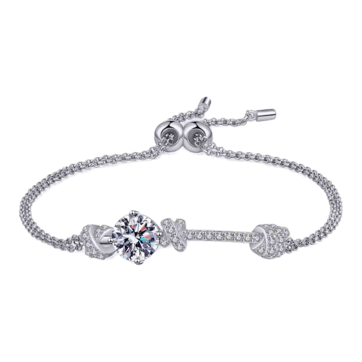 Moissanite Sterling Silver Charm Bracelet