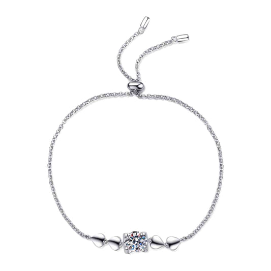 Moissanite Heart Sterling Silver Charm Bracelet