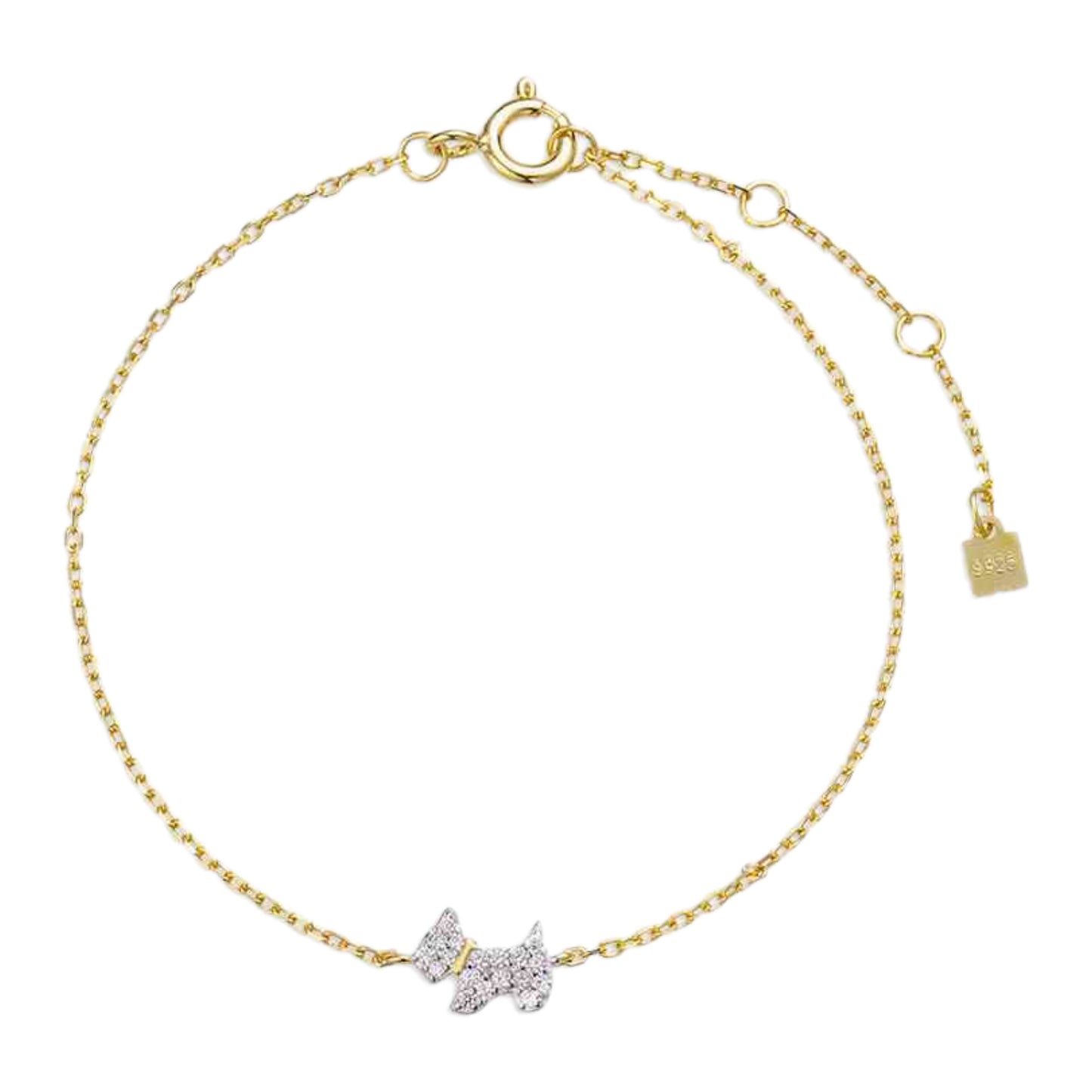 CZ Gold Dog Charm Bracelet