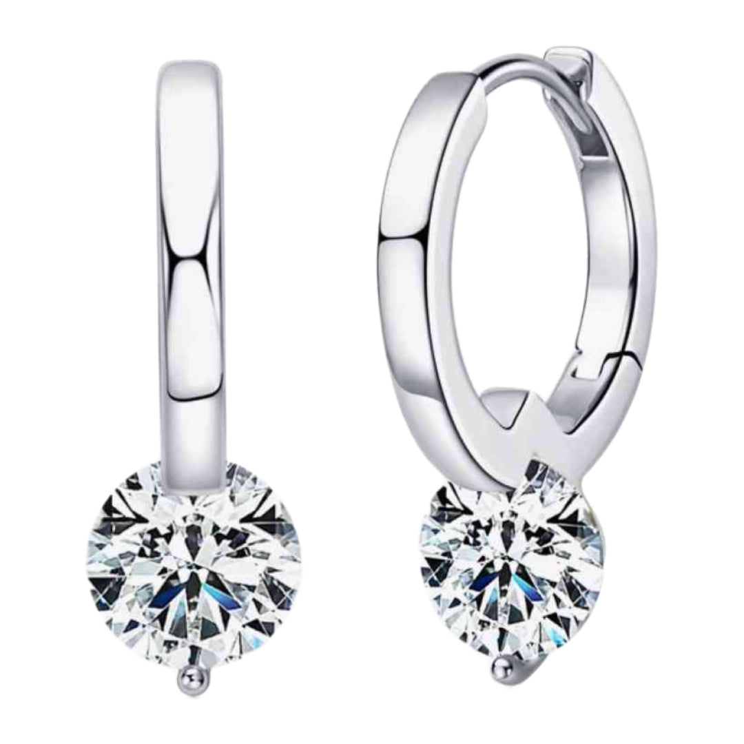 Moissanite Sterling Hoop Dangle Earrings