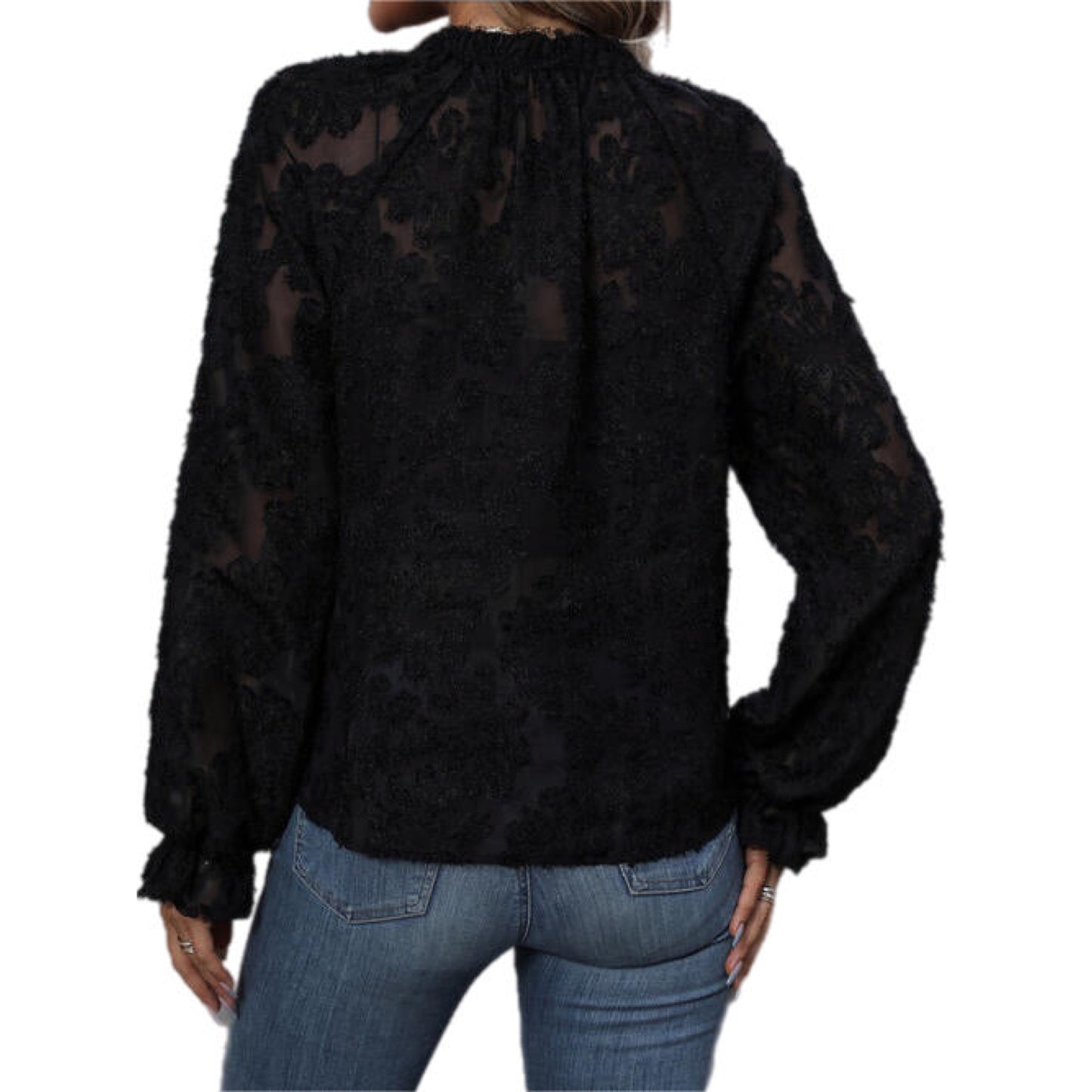 Lace Design Long Sleeve Top