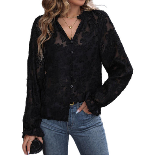 Lace Design Long Sleeve Top