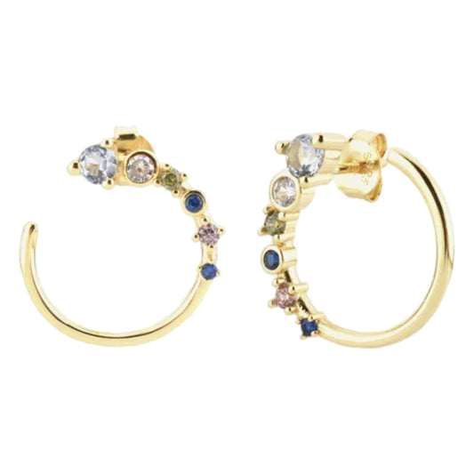 CZ Gold Vermeil Hoop Stud Earrings