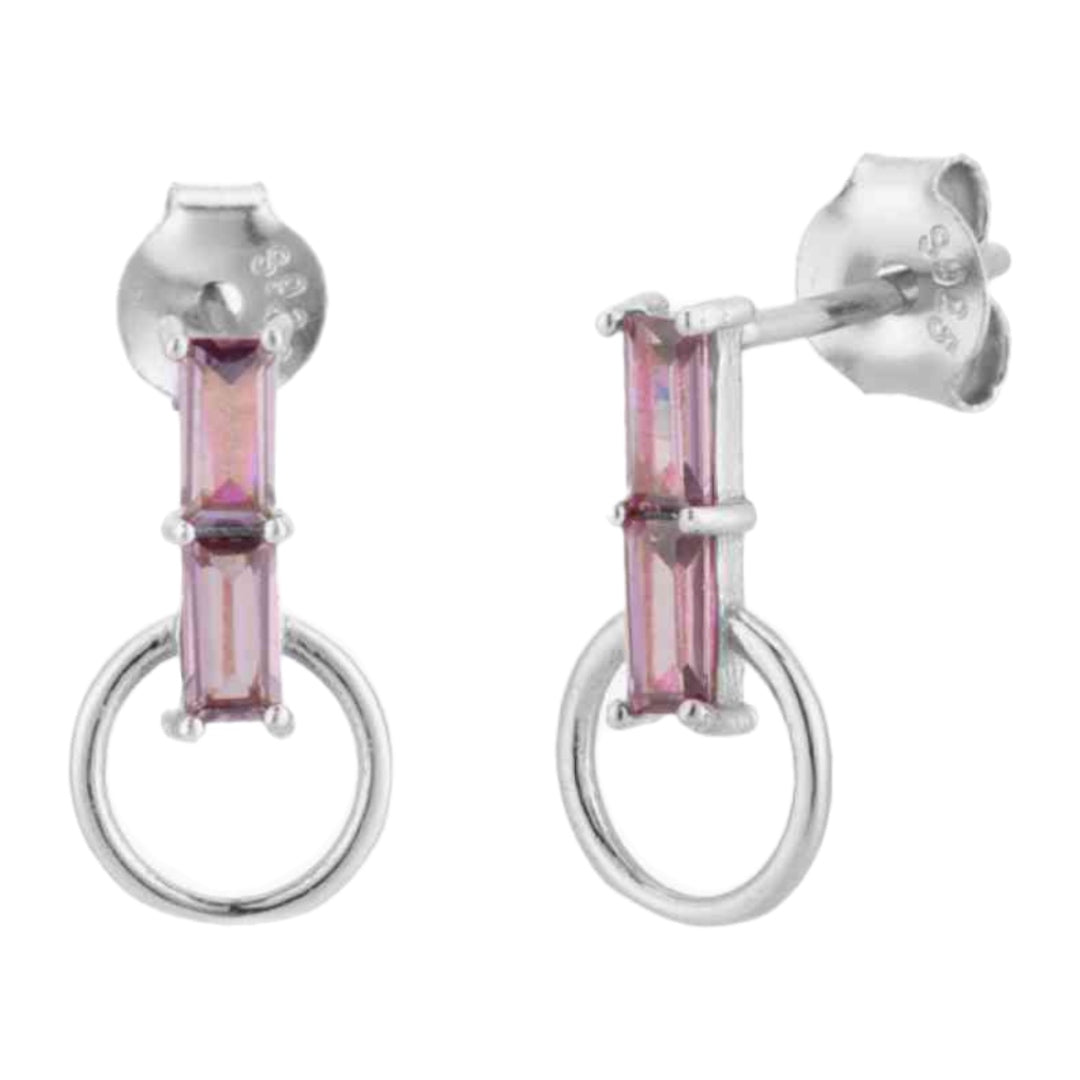 CZ Sterling Stud Dangle Earrings