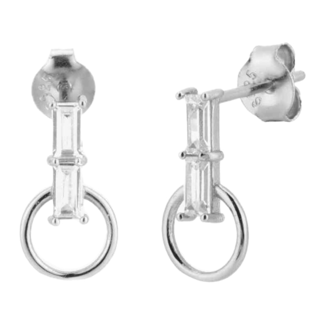 CZ Sterling Stud Dangle Earrings