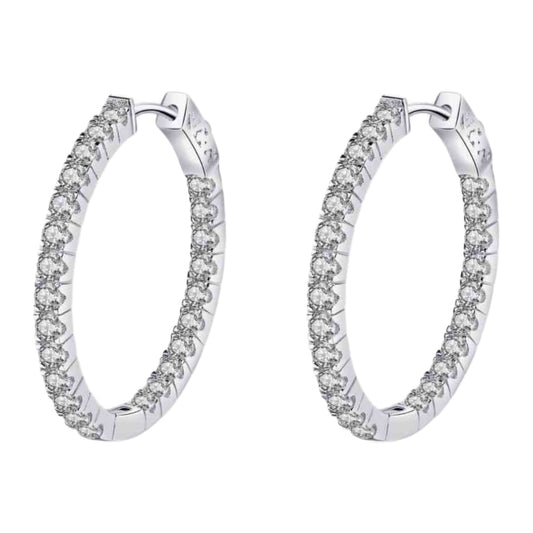 Moissanite Sterling Silver Hoop Earrings