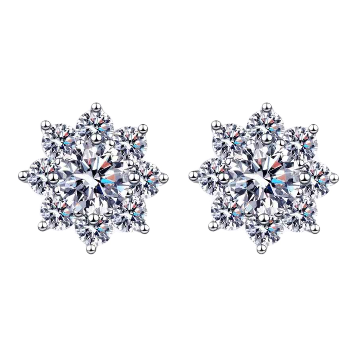 1 Carat Moissanite Flower Sterling Silver Stud Earrings