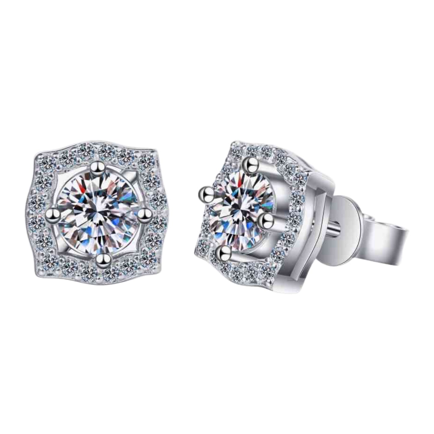 Moissanite Sterling Silver Stud Earrings