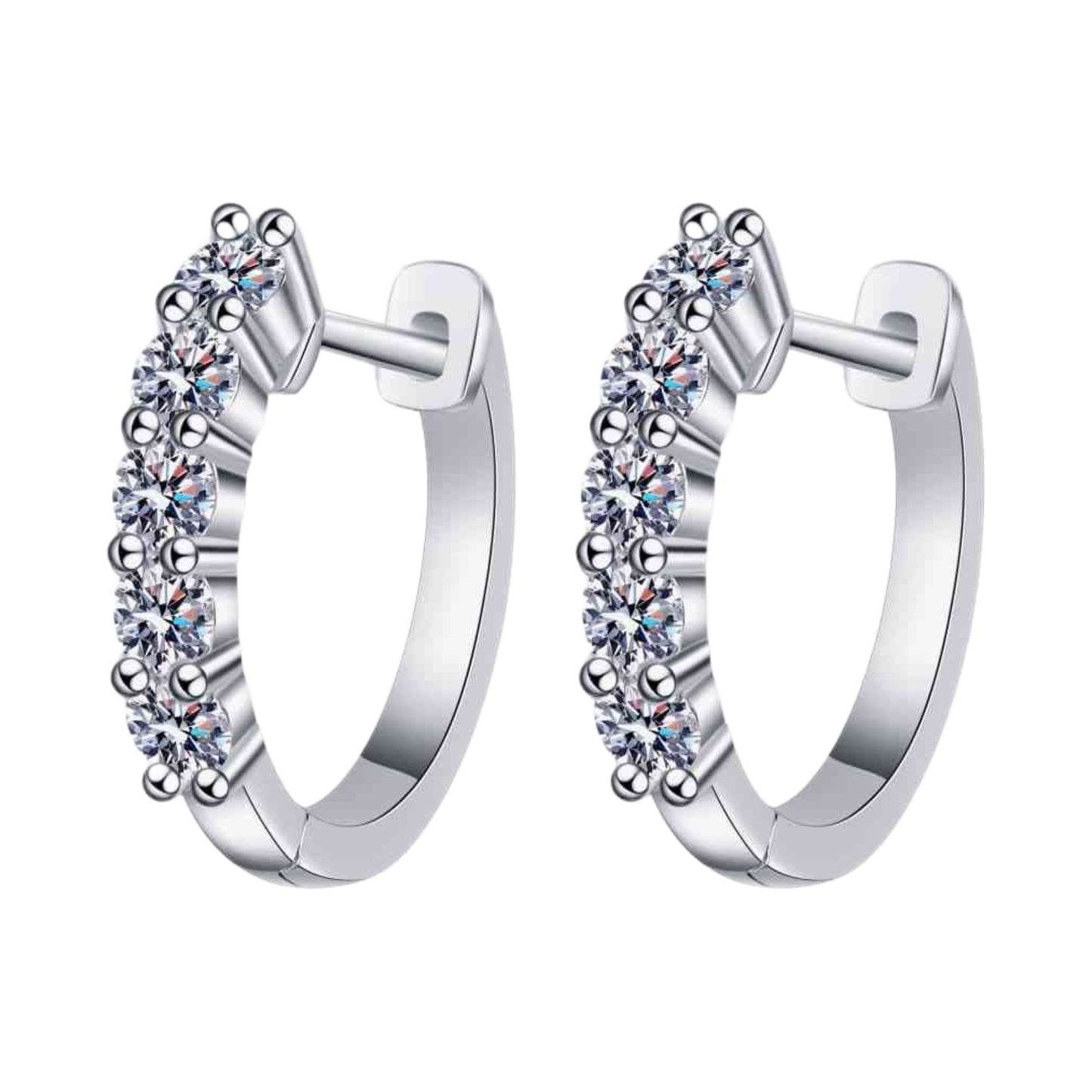 Moissanite Sterling Silver Hoop 1 Carat Earrings