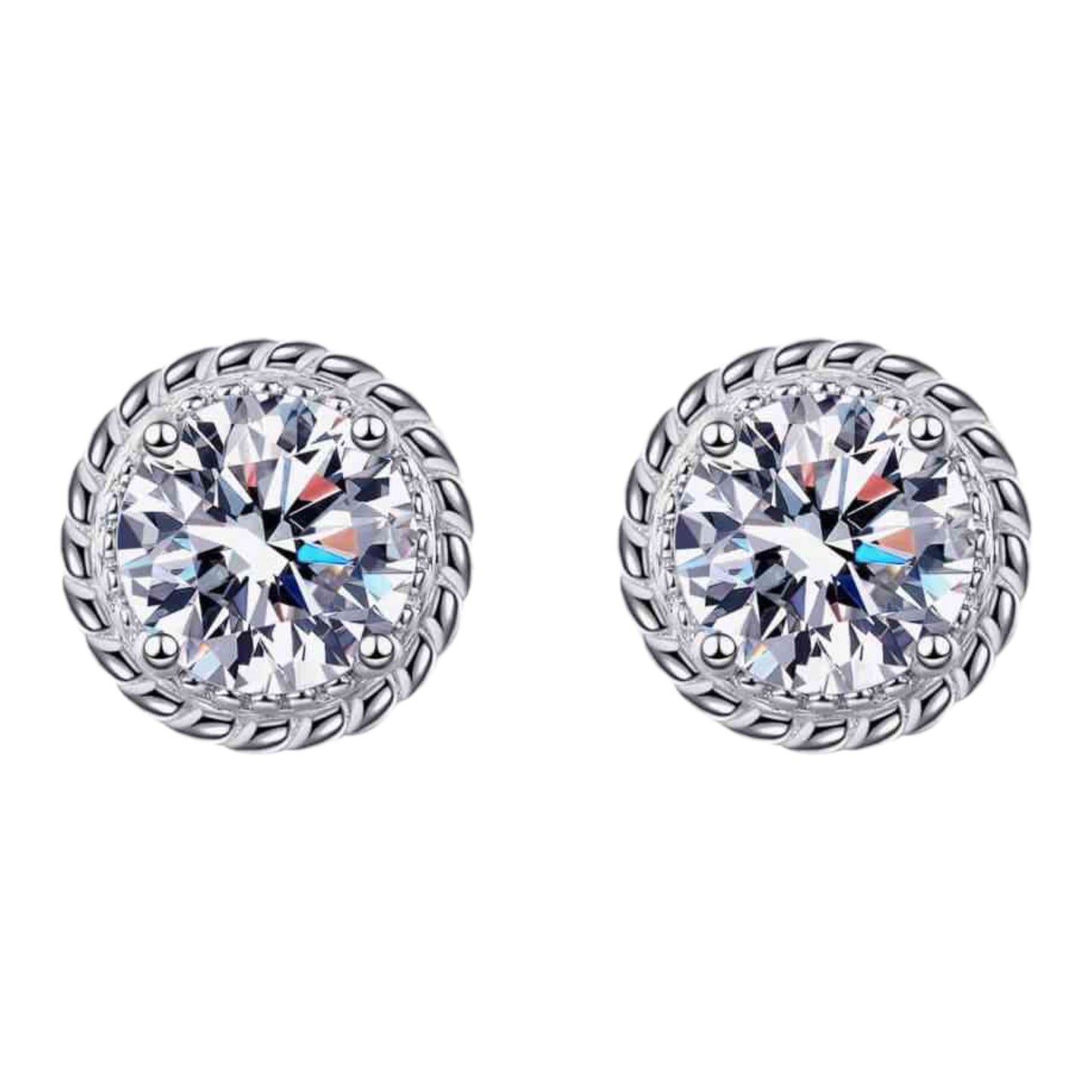 Moissanite Sterling Silver Stud Earrings