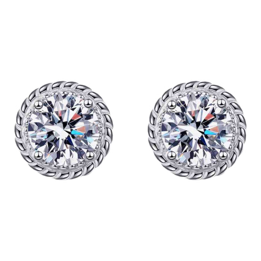 Moissanite Sterling Silver Stud Earrings