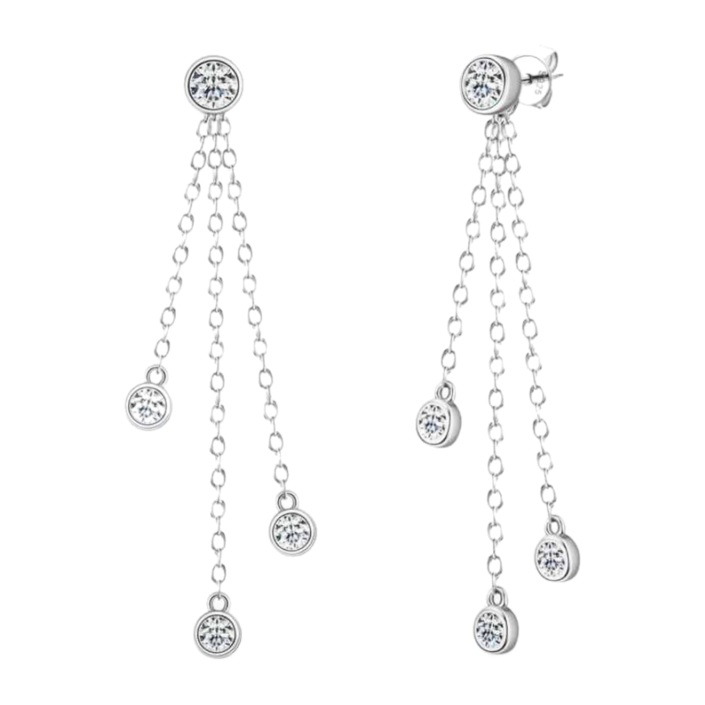 Moissanite Sterling Silver Dangle Stud Earrings