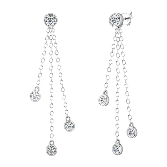 Moissanite Sterling Silver Dangle Stud Earrings