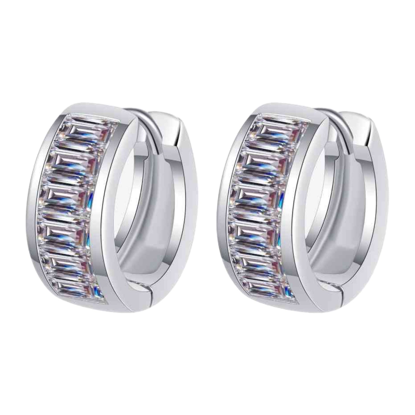 Sterling Silver Moissanite Hoop Earrings