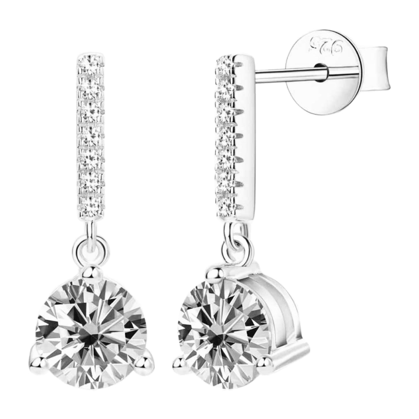 Moissanite Sterling Dangle Stud Earrings