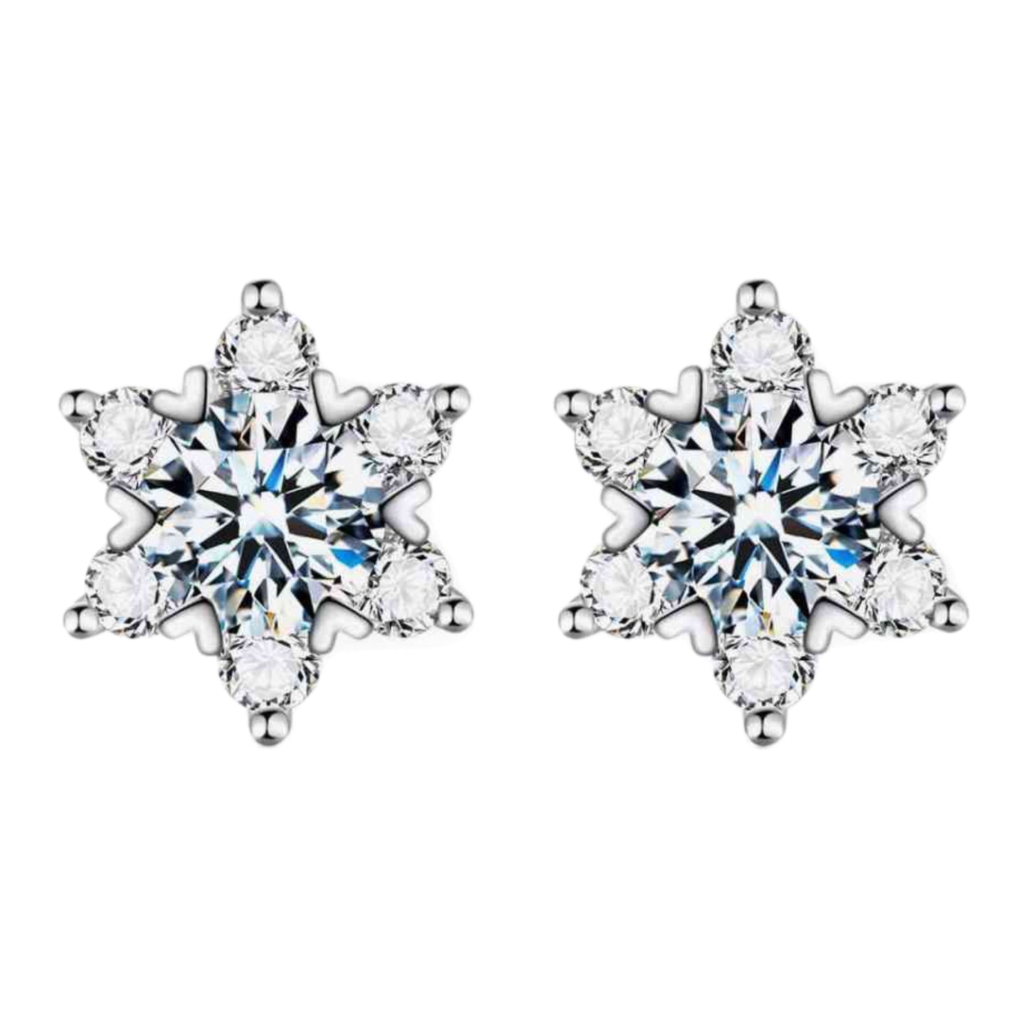 Moissanite Flower Sterling Silver Stud Earrings