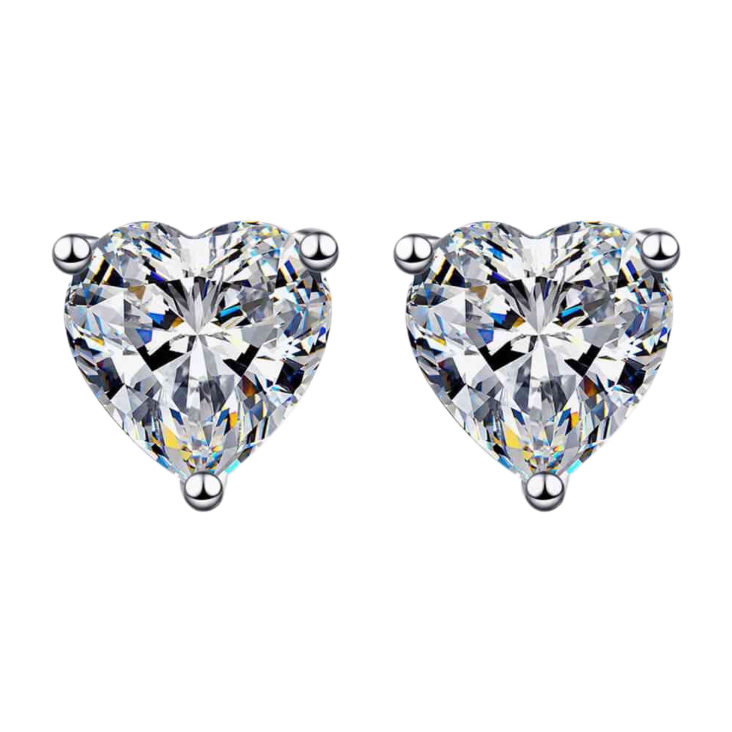 2 Carat Moissanite Heart Sterling Silver Stud Earrings