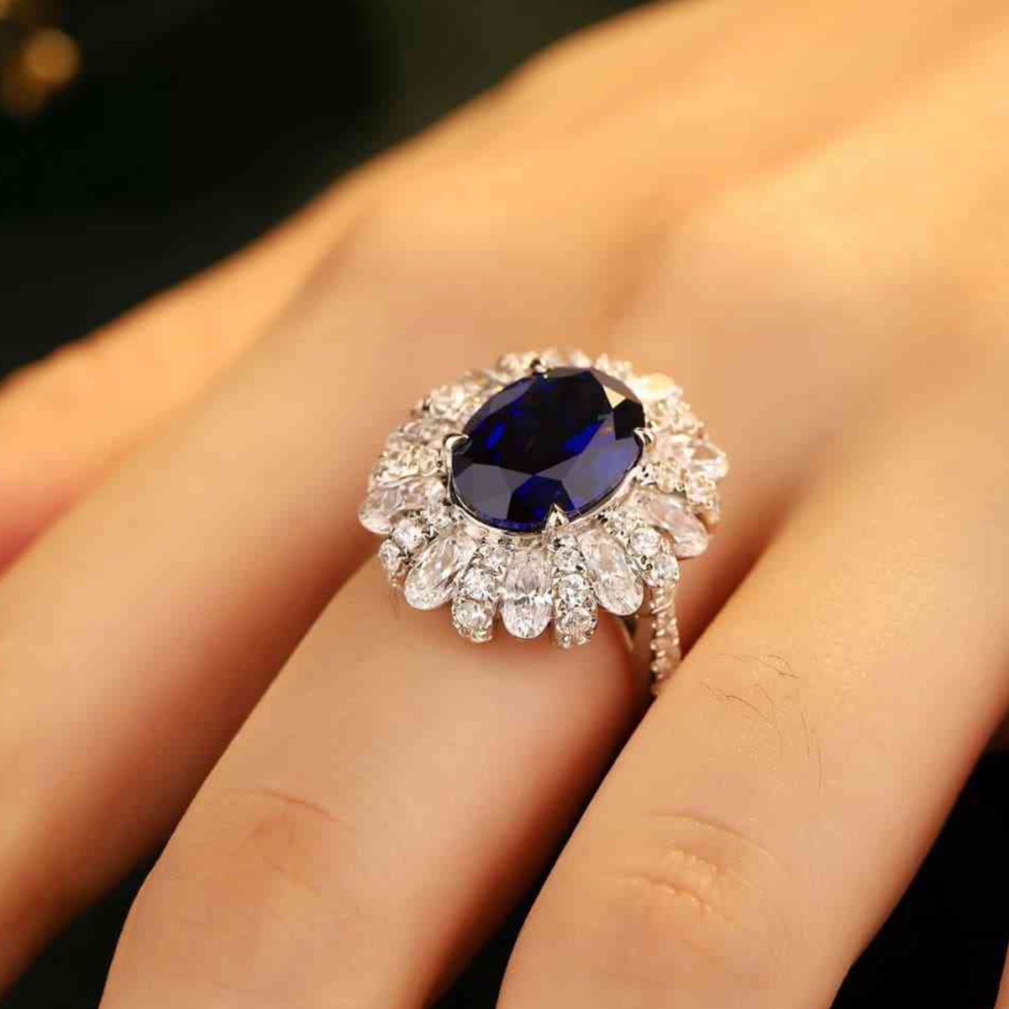 Sapphire Sterling Silver Statement Ring