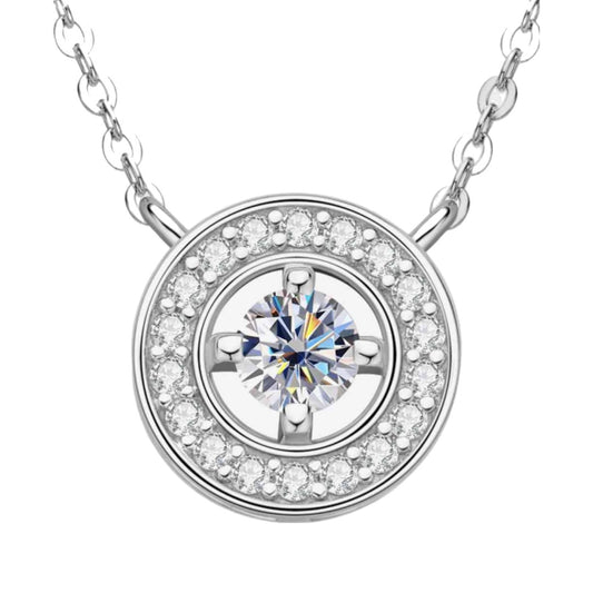 Moissanite Round Sterling Silver Charm Necklace