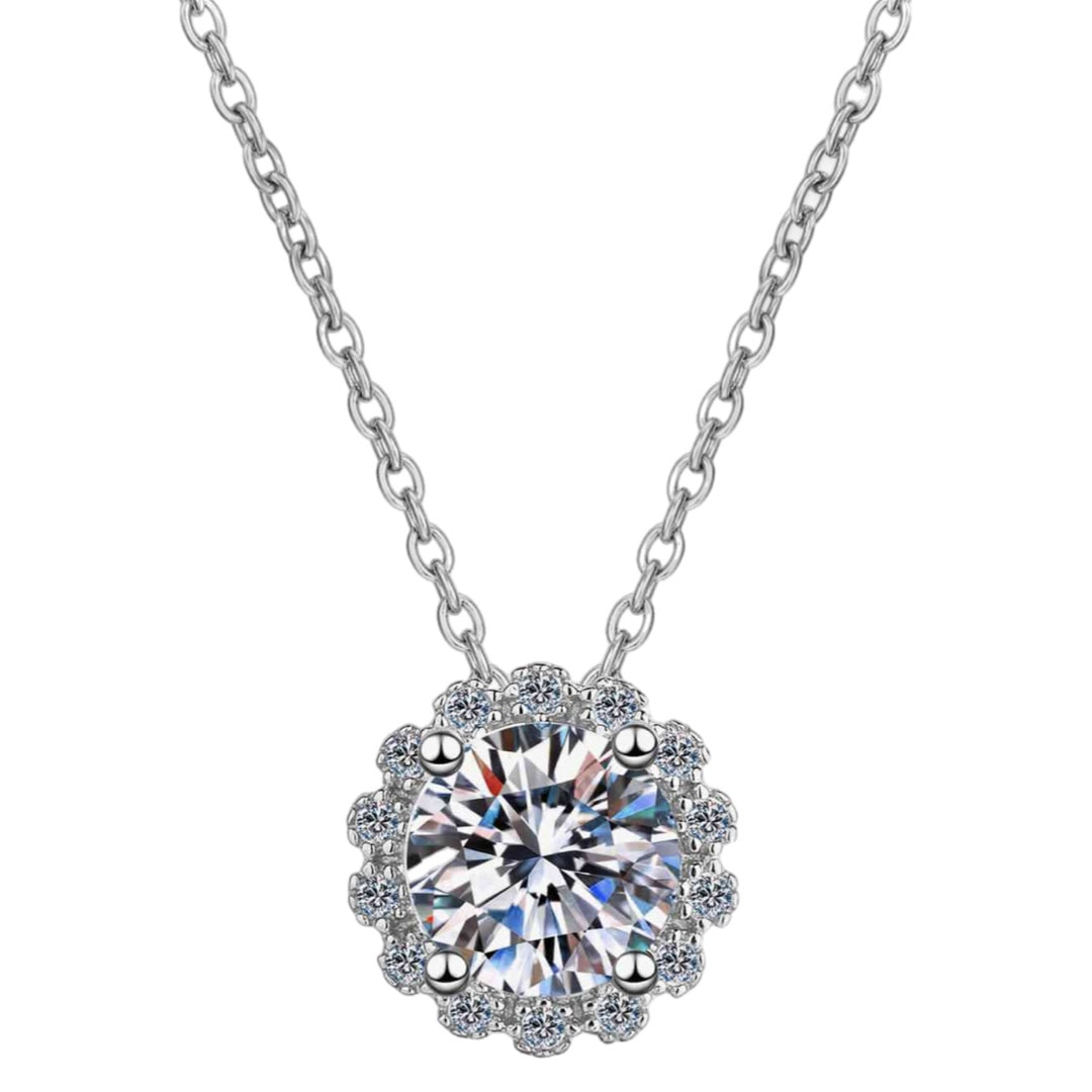 Moissanite Sterling Silver Charm Necklace