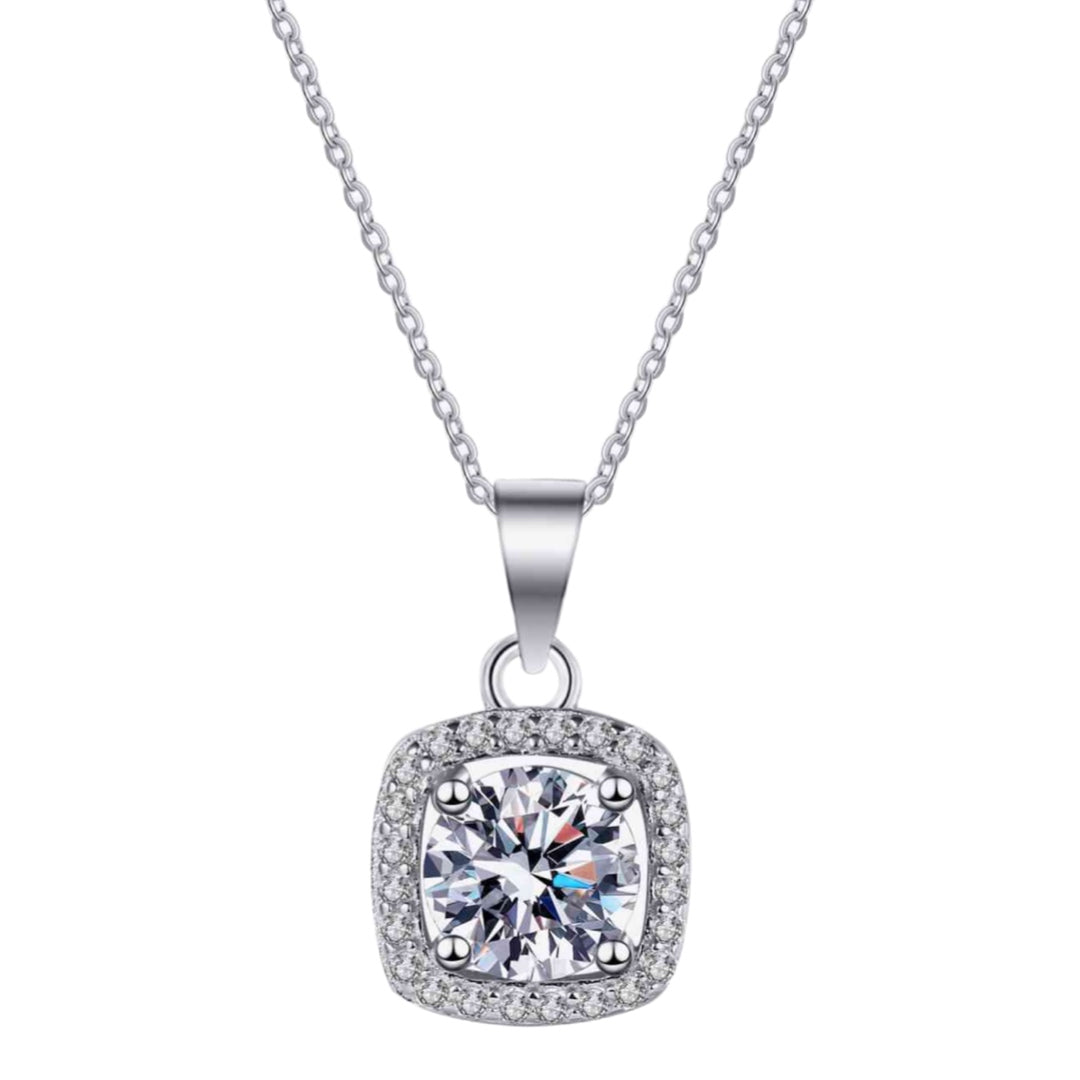 Moissanite Sterling Silver Charm Necklace