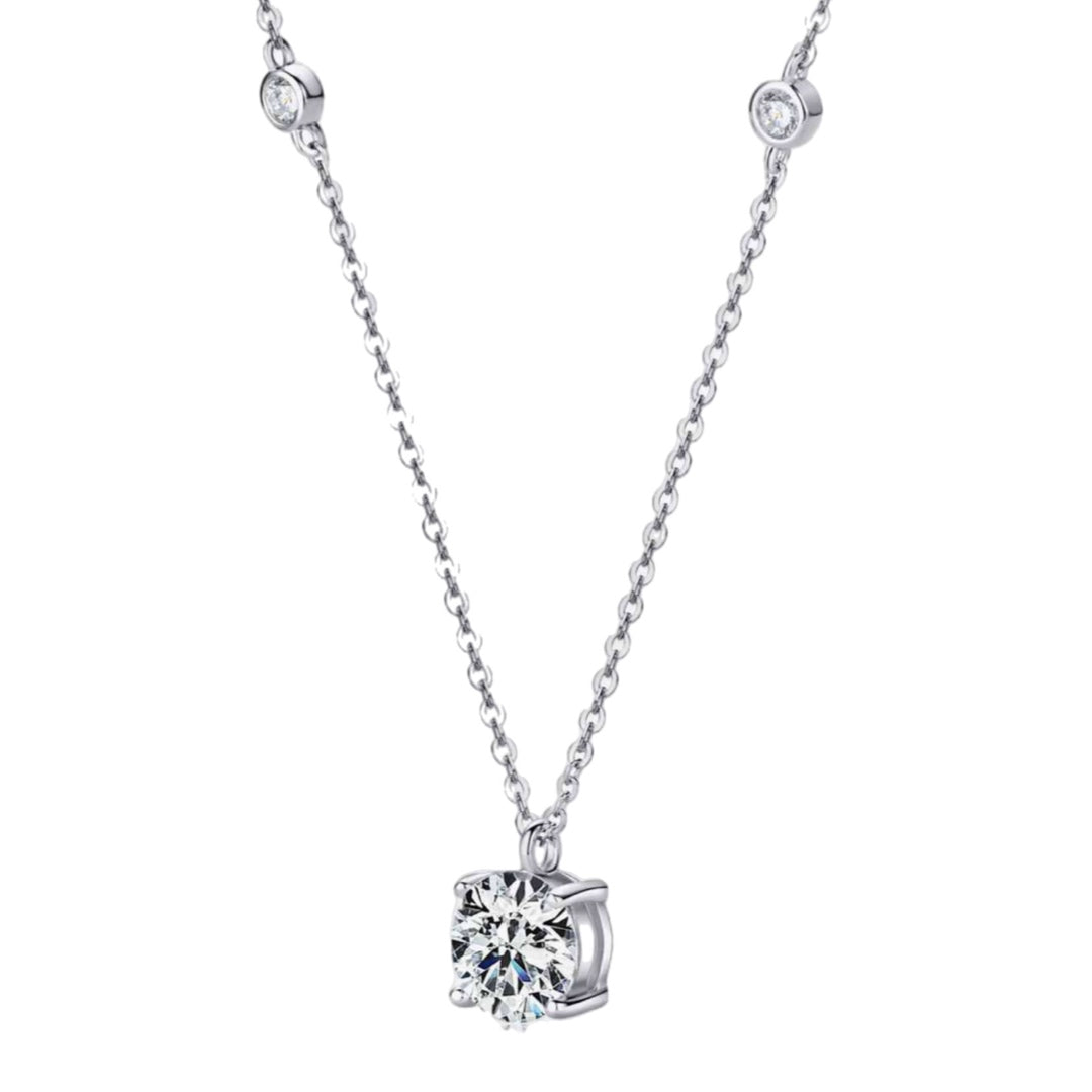 Moissanite Sterling Silver Charm Necklace