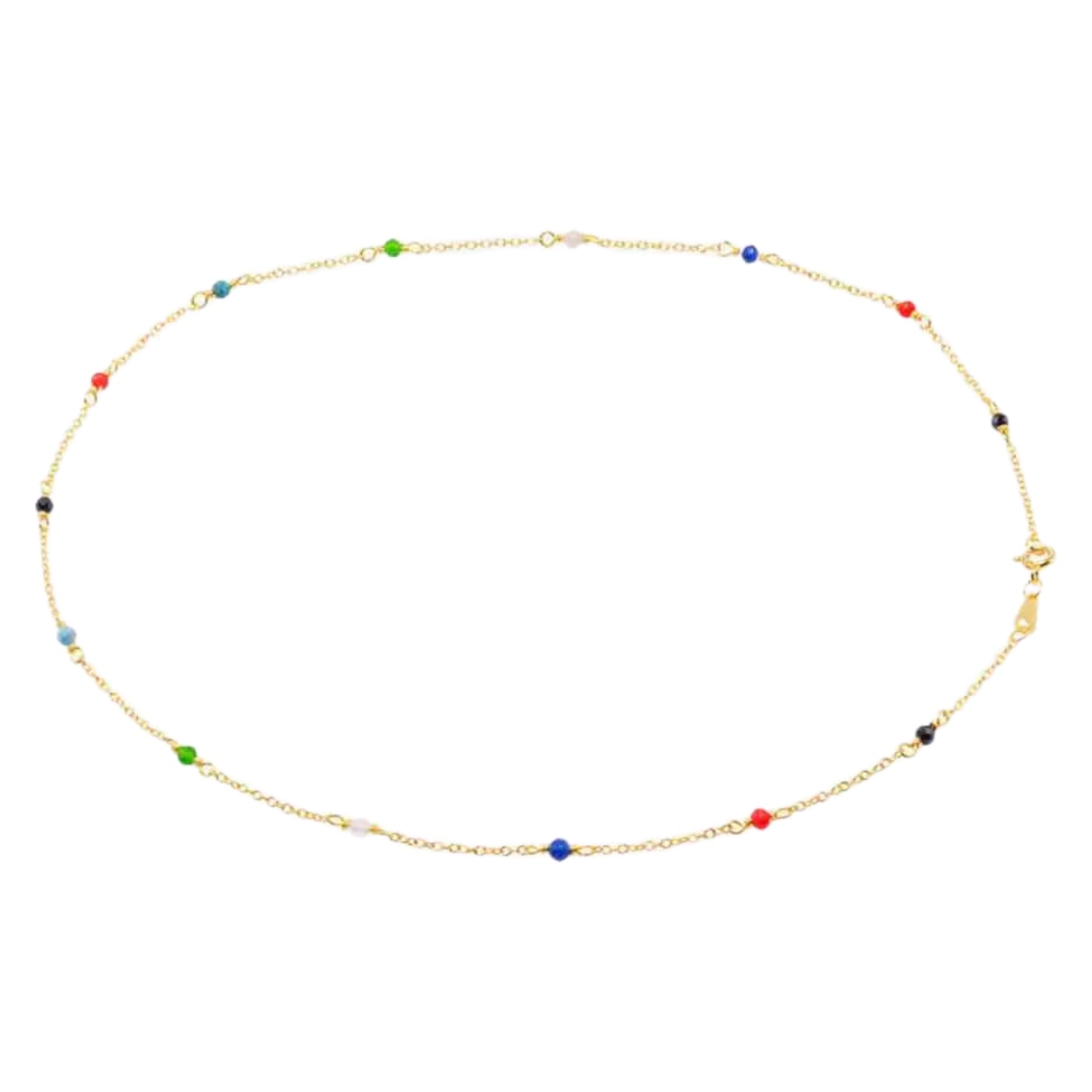 Gold Vermeil Choker Rainbow Wire Wrapped Necklace