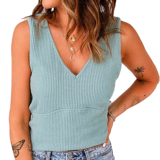 V-Neck Ribbed Tank Top