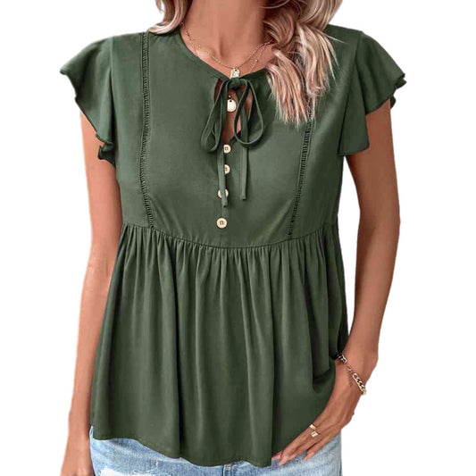 Fun & Causal Flutter Sleeve Babydoll Top