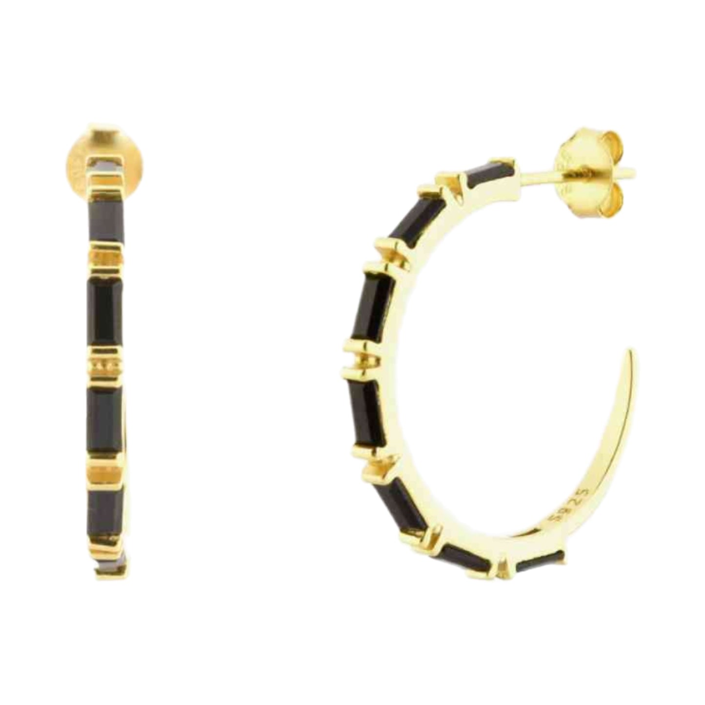 Gold CZ Hoop Stud Earrings