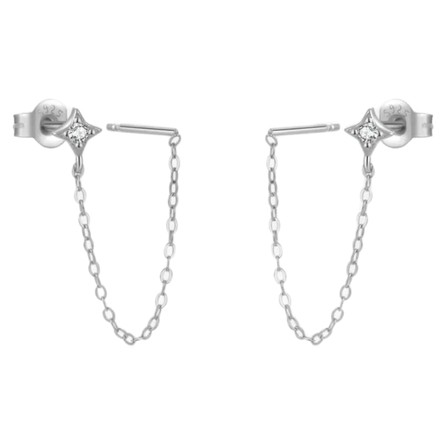 Star Chain Stud Dangle Threader Earrings