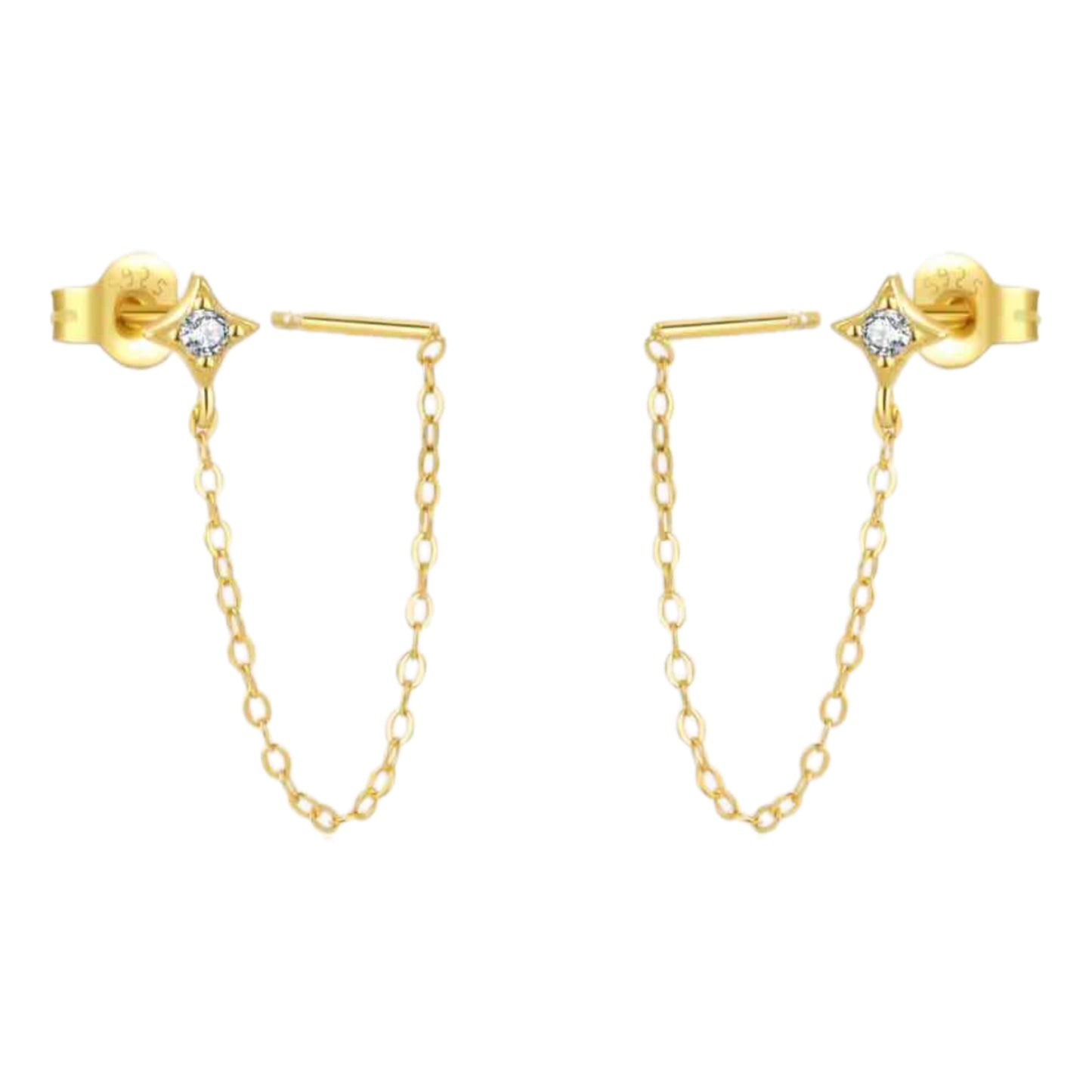 Star Chain Stud Dangle Threader Earrings