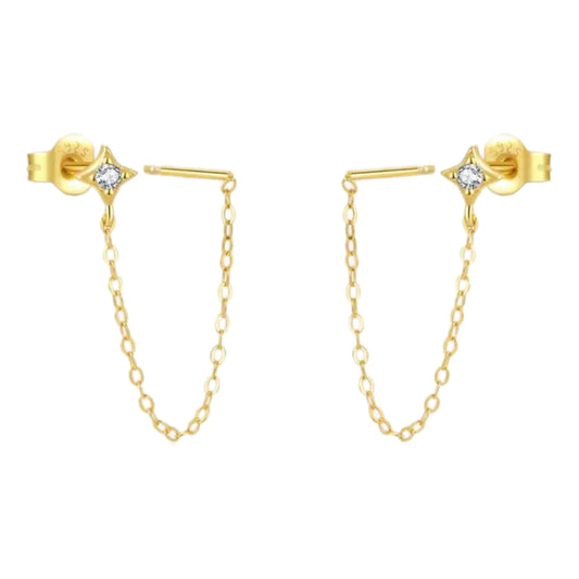 Star Chain Stud Dangle Threader Earrings