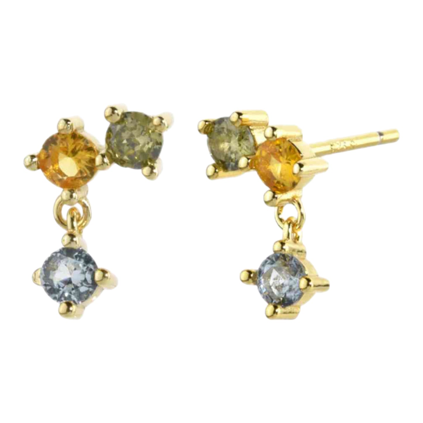 Gold CZ Dangle Stud Earrings