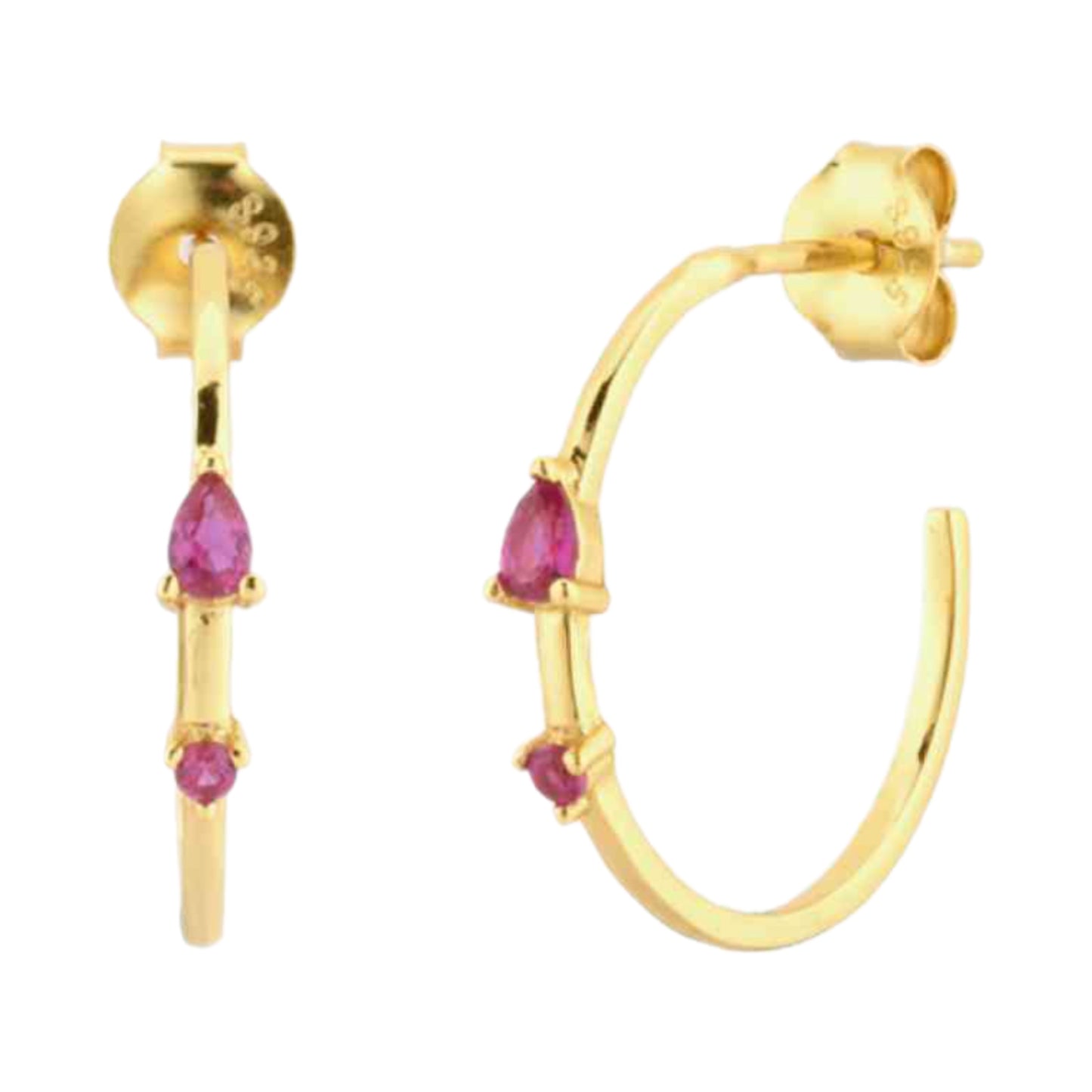 CZ Gold Hoop Stud Earrings