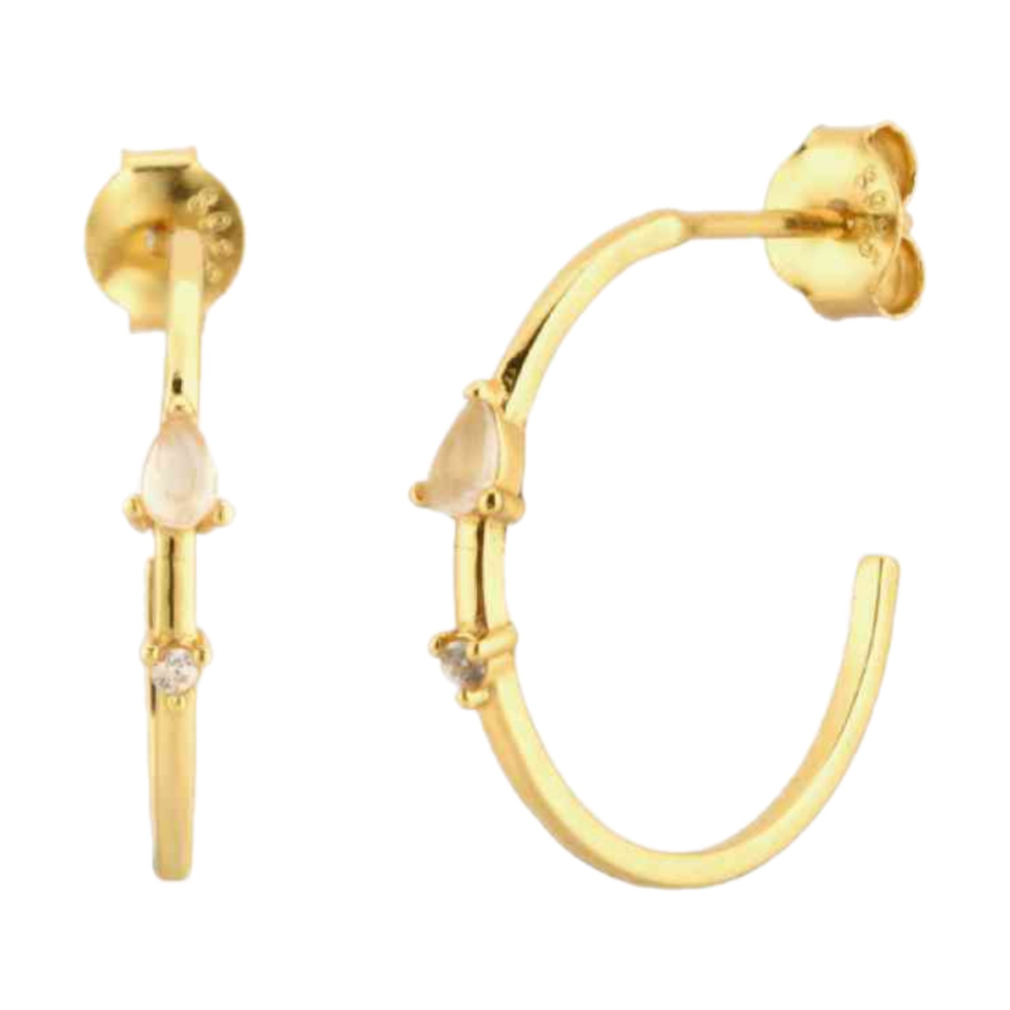 CZ Gold Hoop Stud Earrings