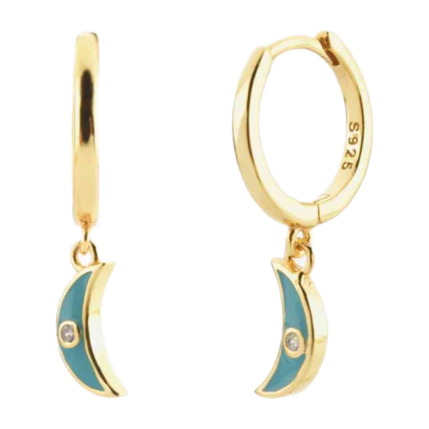 Crescent Moon Gold Hoop Earrings