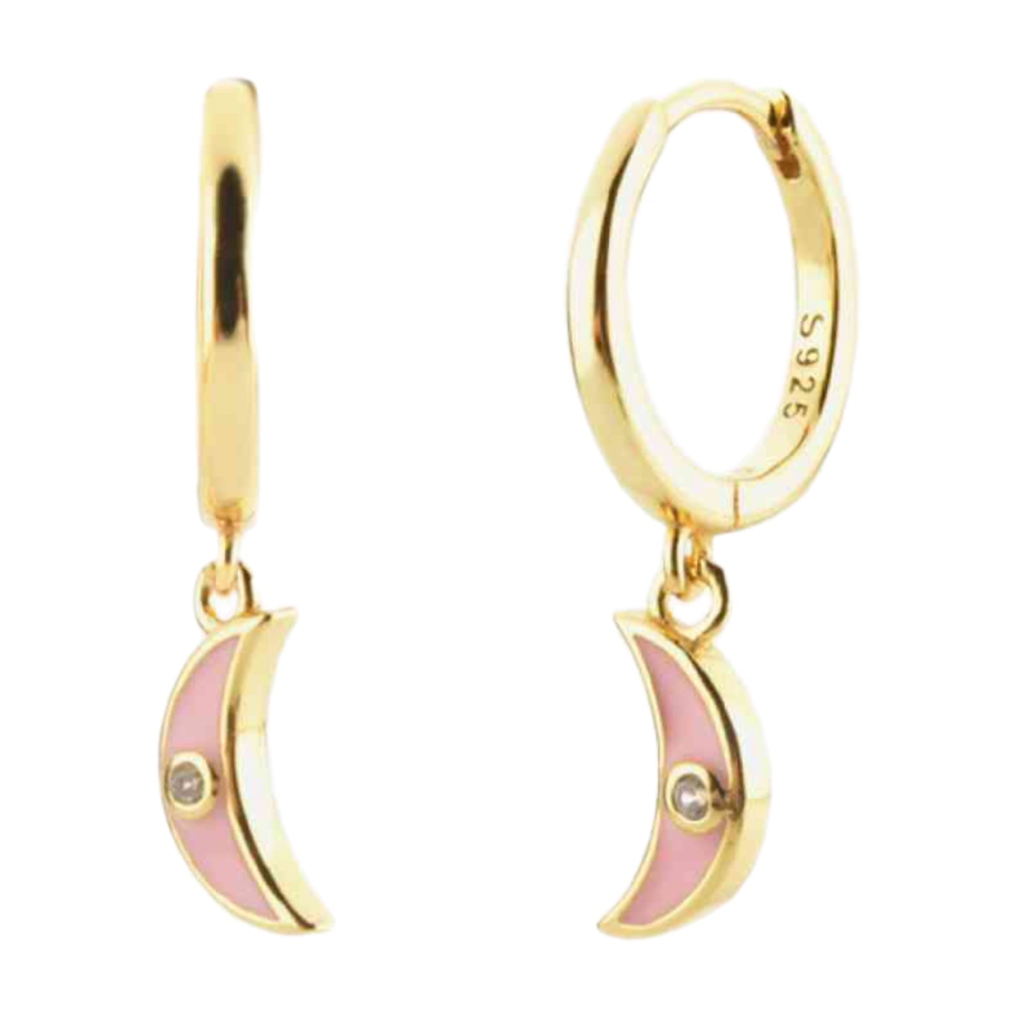 Crescent Moon Gold Hoop Earrings