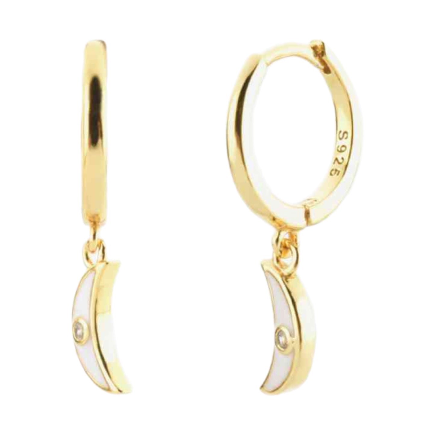 Crescent Moon Gold Hoop Earrings