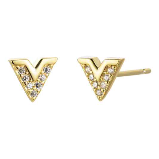 CZ “V” Stud Earrings